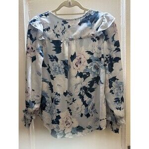 Willow Drive Woman’s Floral Ruffle long Sleeve Blouse Small - lining has spot